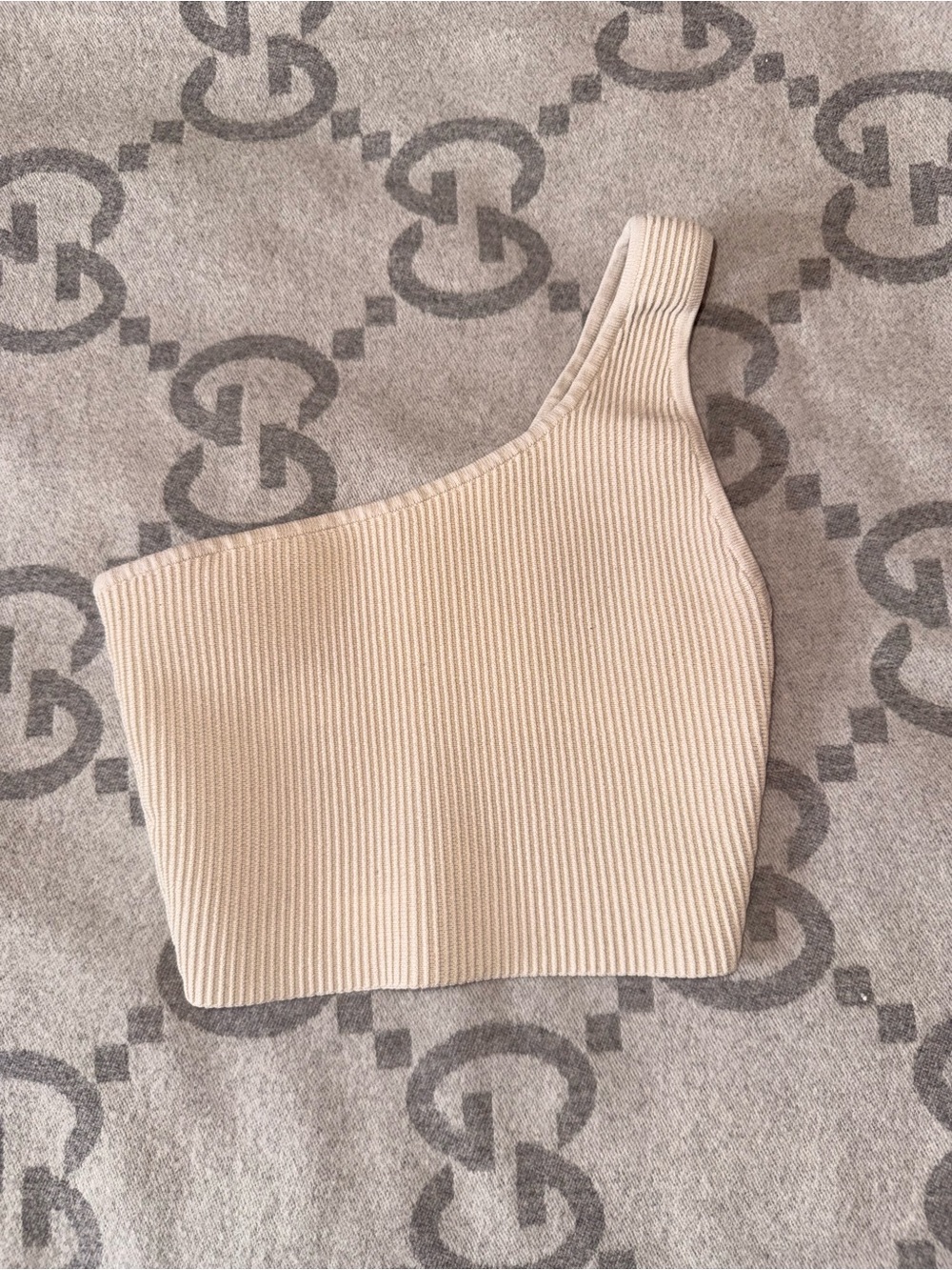 Babaton Cream Sculpt Knit Ribbed Knit Top, One Shoulder - Picture 2 of 8